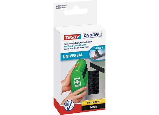 TESA On & Off Hook-and-loop tape stick-on Hook and loop pad  1m x 20 mm